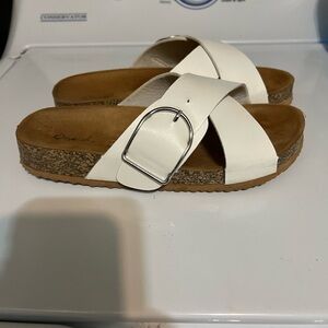 Cupid White and Silver Sandals with Cork Footbed